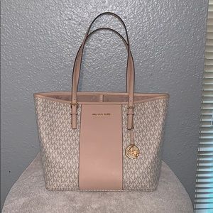 Pink and off white MK gold accents shoulder purse